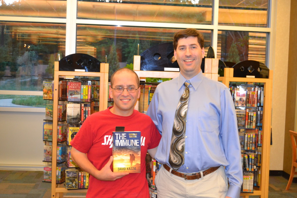 David Kazzie with his novel, The Immune, and me.