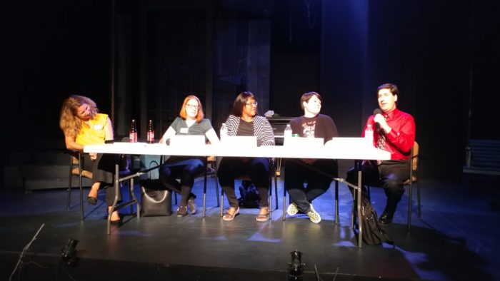 "What I Wish I Knew Before My First Book," panelists Kristen Green, Sharon Harrigan, Tracey Livesay, Gwen Cole, and me, J. P. Cane (I'm the one in the red shirt) Photo courtesy of Kris Spisak