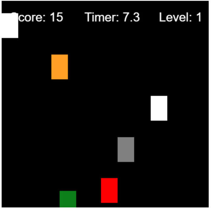 Screenshot of game proof-of-concept showing the game board, tiles and player avatar.